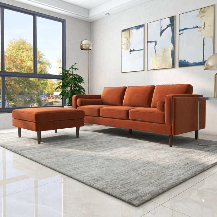 Amber - Square Upholstered Ottoman Linen