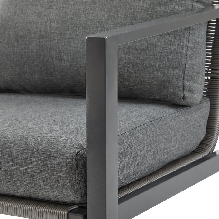 Modern Lounge Chair With Rope Accents And Cushions