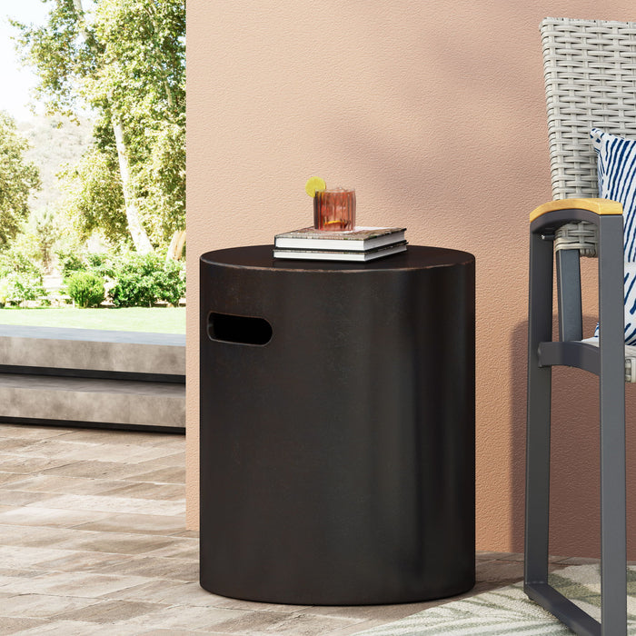 Outdoor End Table With Cutout Handle - Copper