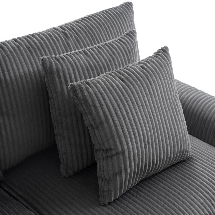 Sectional With Bluetooth Speakers L Shaped Couch With Console USB Charger, Cup Holders Storage Ottoman Deep And Wide Seat Cloud Sofa