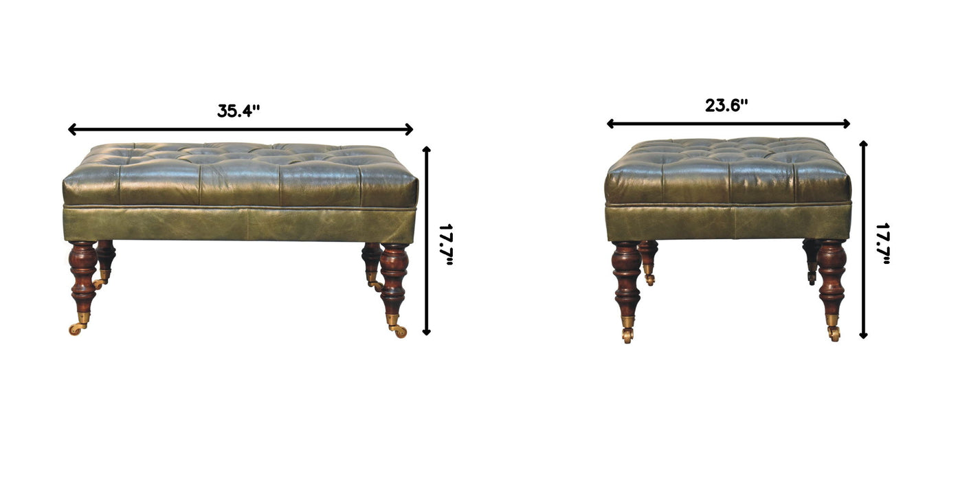 Buffalo - Leather Ottoman With Castor Legs