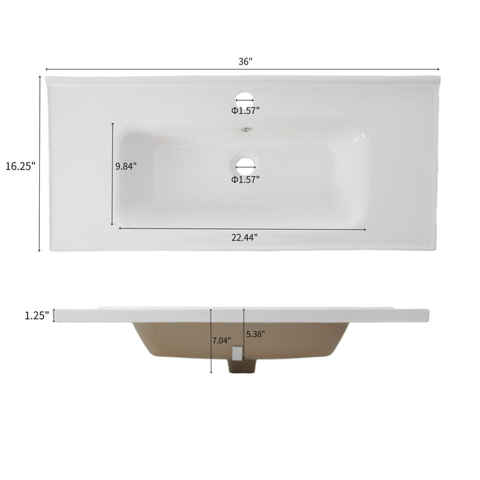 Wall Mounted Bathroom Vanity With Sink, 2 Open Shelves - White