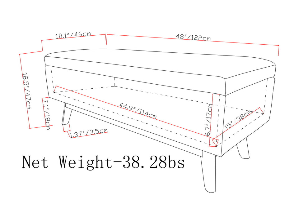 Owen - Rectangular Storage Ottoman - Midnight Black