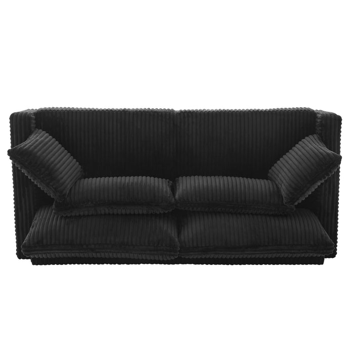 Modern Corduroy Loveseat Sofa With 4 Pillows