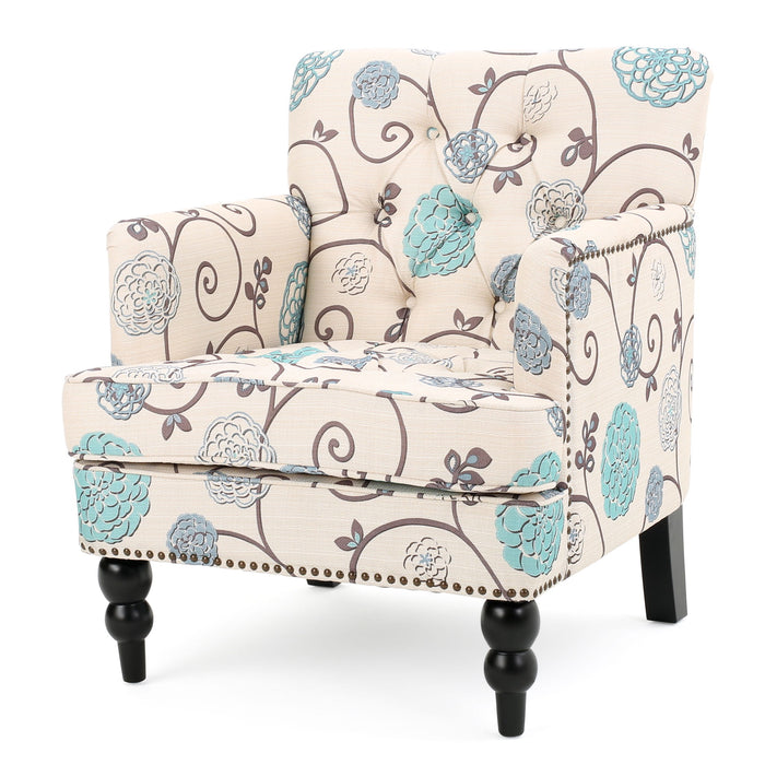 Vitality - Club Chair With Button Tufted Diamond Stitching And Turned Legs
