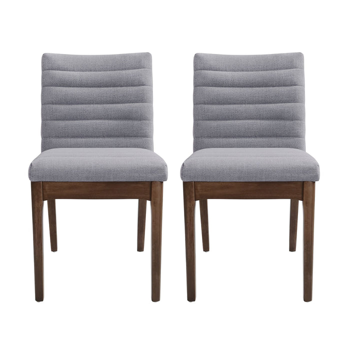 Mid Century Modern Dining Chair (Set of 2) With Channel Stitching - Dark Gray