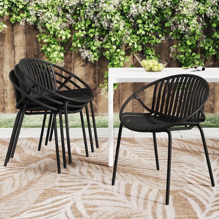 Stackable Outdoor Chairs With Breathable Plastic Backrest (Set of 2)