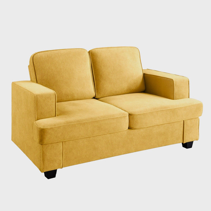 Modern Loveseat, Comfortable 2 Seater Couch With Deep Seating, Loose Back Cushions, Wide Arms