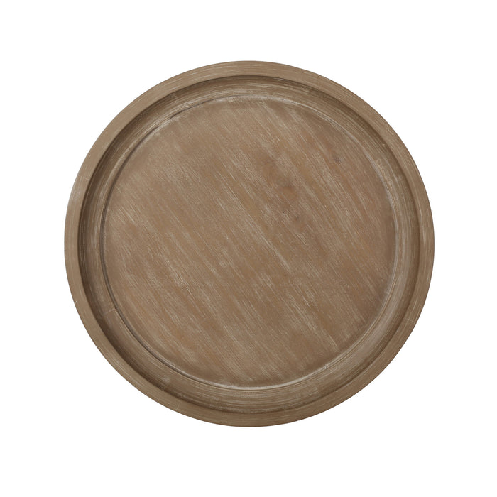 Rustic French Country Accent Table With Hourglass Firwood Base And Lipped Top