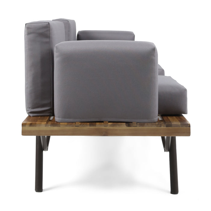 Outdoor Sofa With Cushions And Iron Legs - Dark Gray