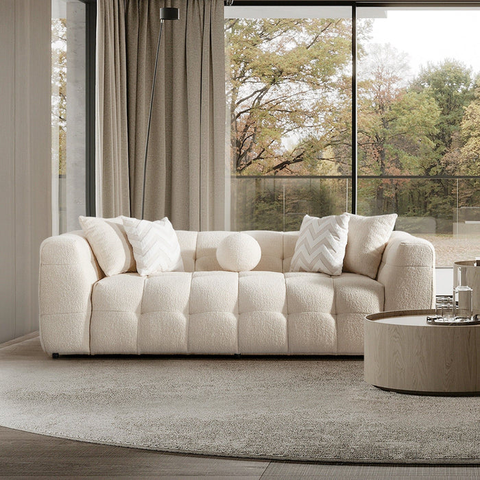 Alana - Tufted Sofa - Ivory / White