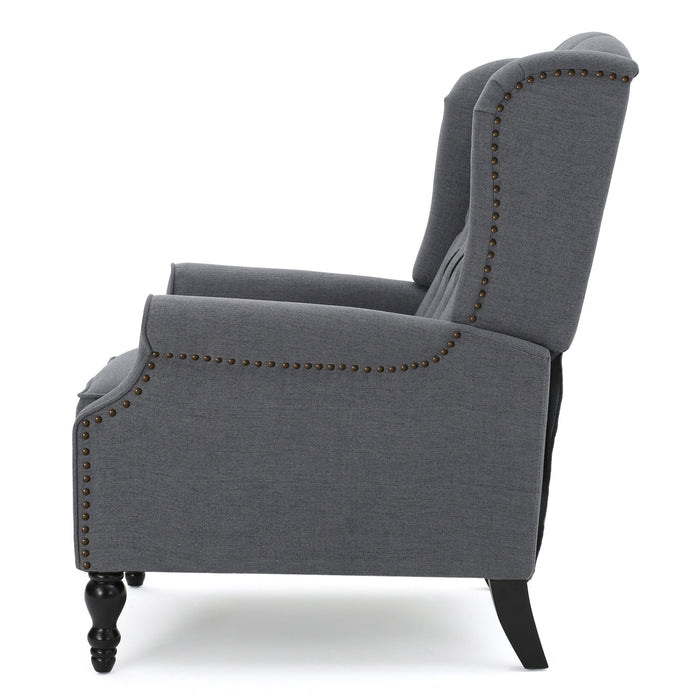 Armchair Recliner With Pushback Mechanism And Wingback Design