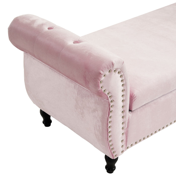 Luxurious Velvet Multifunctional Storage Ottoman Bench With Pillow