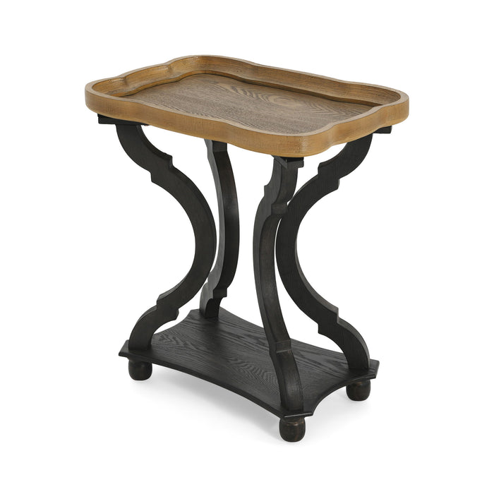 Charming French Country End Table With Hourglass Design - Natural / Black