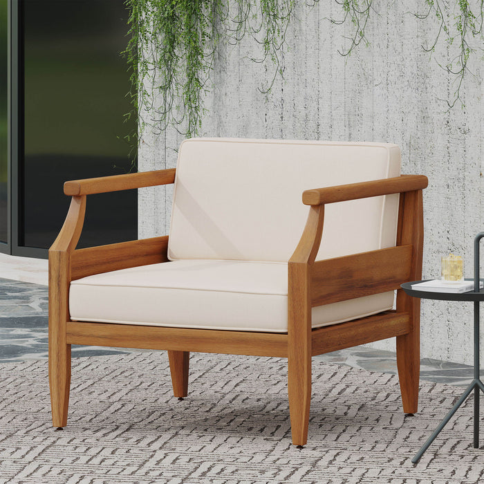 Outdoor Club Chair With Recessed Arms And Cushions