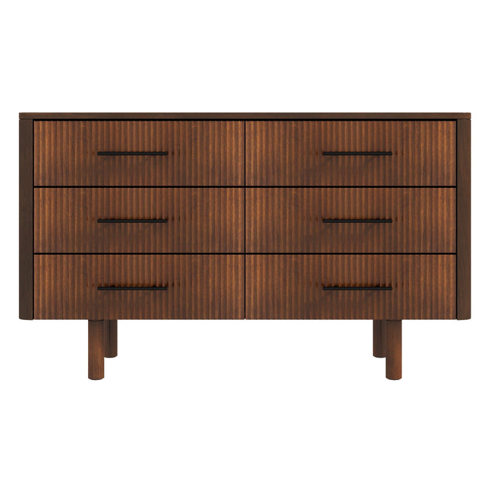 Logan - Mid-Century Modern Dresser With 6 Drawers - Brown