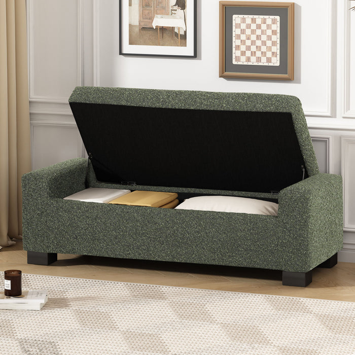 Textured Fabric Ottoman Bench With Hinged Lid