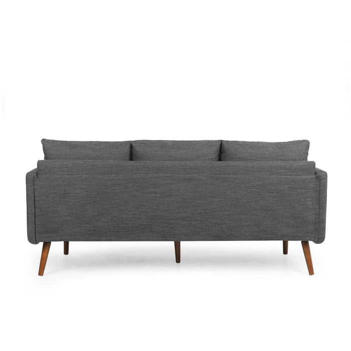 Diaphanous - Upholstered 3 Seater Sofa With 2 Accent Pillows And Wood Legs
