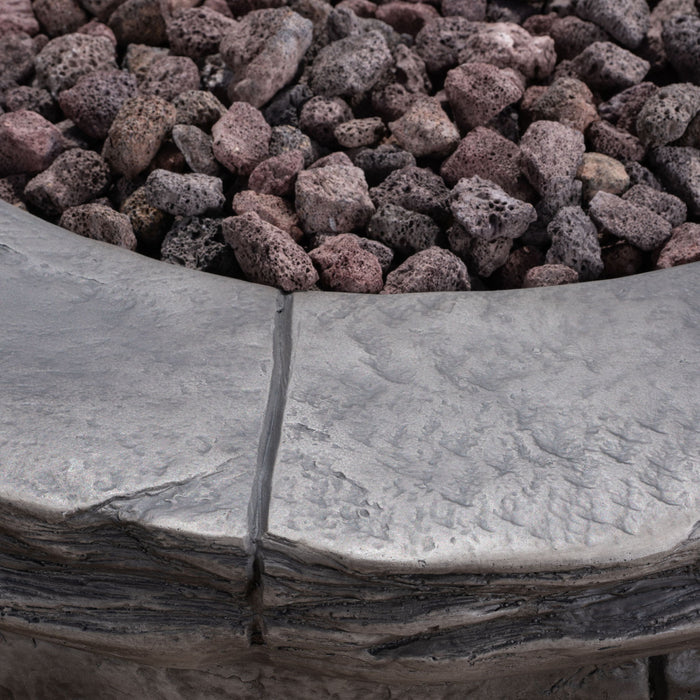 Contemporary Circular Fire Pit With 40, 000 Btu - Gray