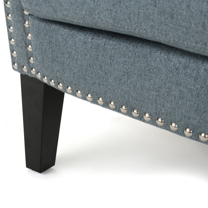 Elegant Club Chair With Nailhead Trim And Birch Wood Legs