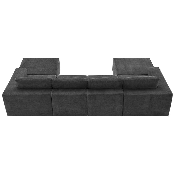 Modular U Shaped Sectional With Ottomans, Luxury Cloud Floor Couch With Deep Seat Fully Compressed Upholstered Sofa