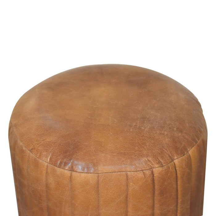 Buffalo - Leather Boucle Footstool - Brown