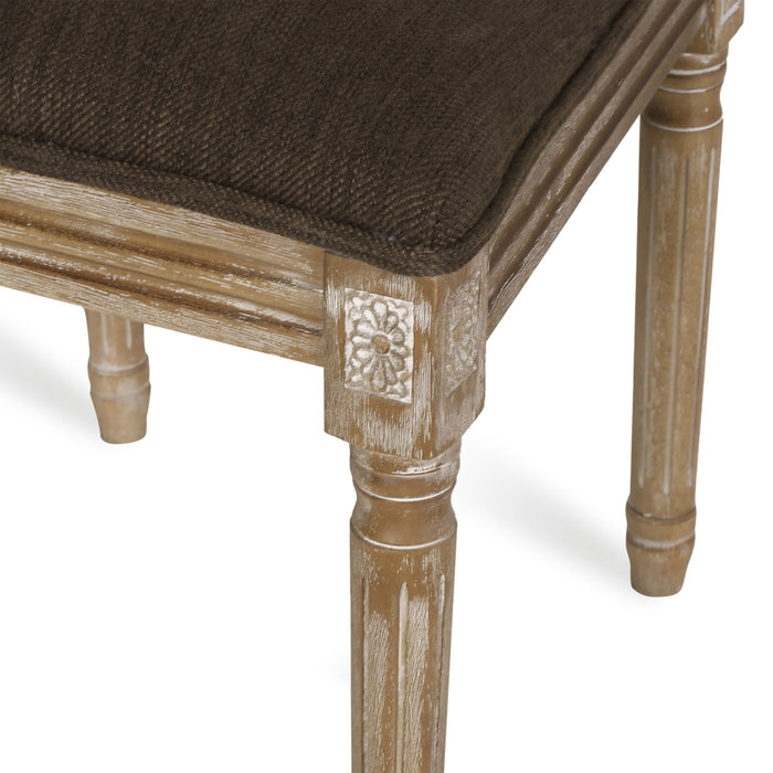 French Country Dining Chair With Rectangular Cane Backrest And Smooth Upholstered Seating