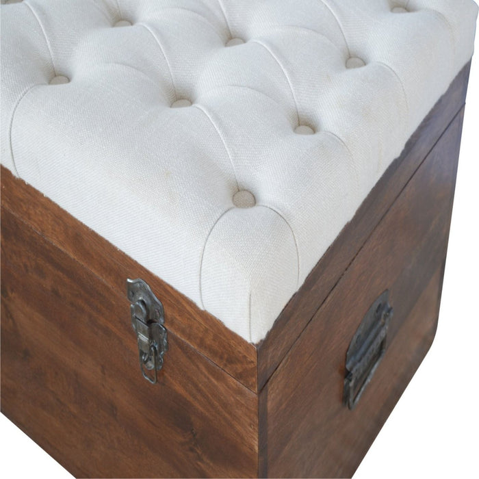 Linen Storage Trunk - Chestnut / White Linen