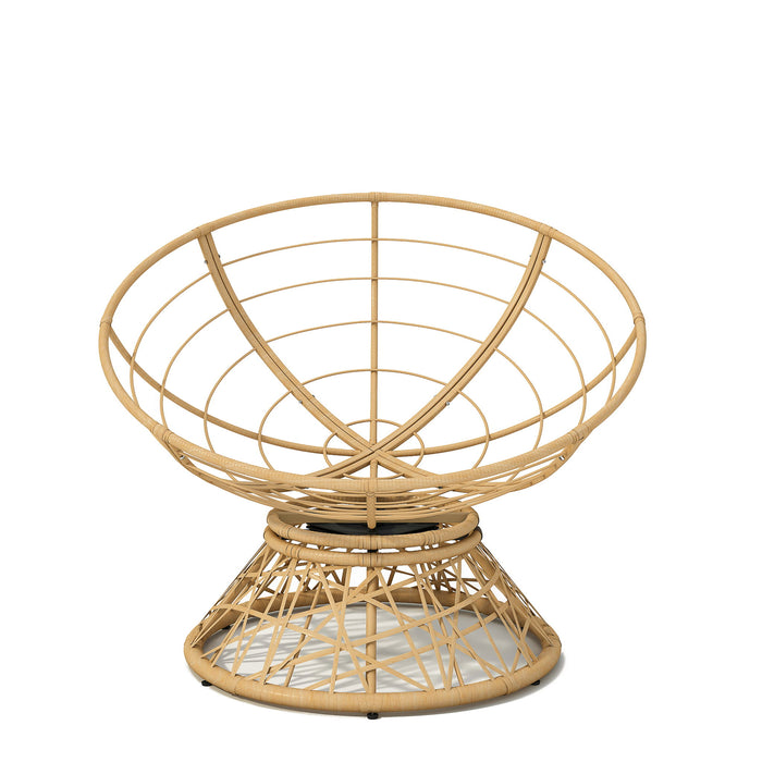 Ergonomic Wicker Chair With Cloud Thick Density Cushion, 3 Proof Cover High Capacity Iron Frame Fluid 360° Swivel