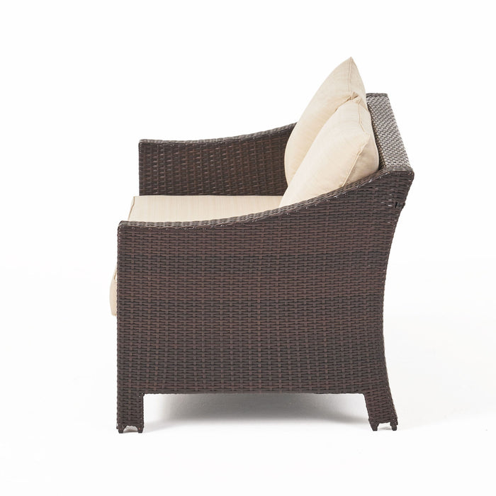 Antibes - 4 Pieces Wicker Chat Set - Brown / Beige
