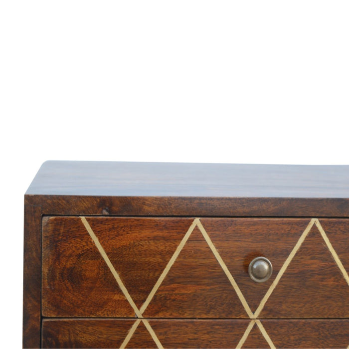 Inlay - Geo Brass Bedside Table - Chestnut
