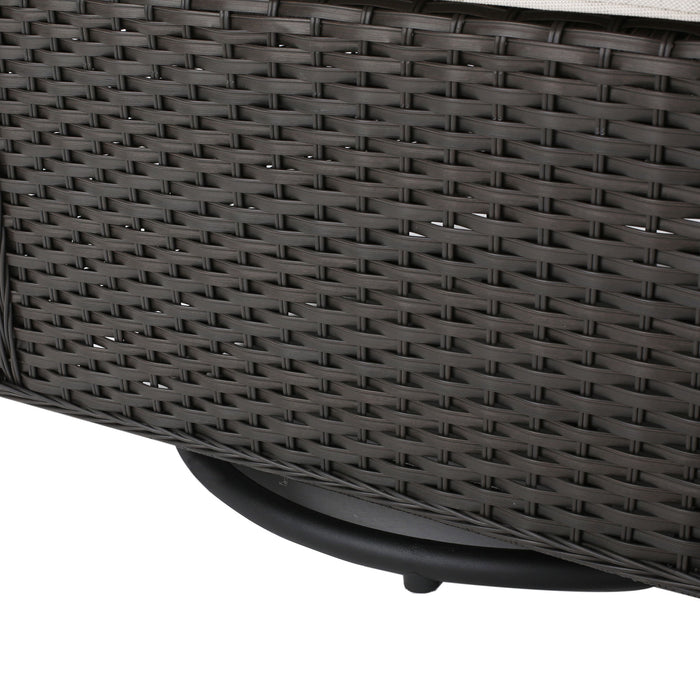 Amaya - Outdoor Swivel Rocker Chair With Water Resistant Cushions - Brown / Beige