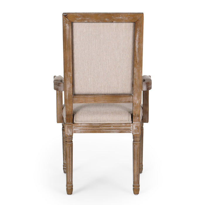 French Country Style Upholstered Dining Chair With Square Backrest