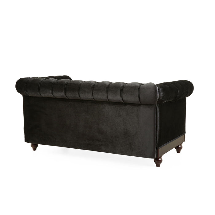 Chesterfield Velvet Loveseat Sofa, 2 Person Rolled Arm Upholstered Couch