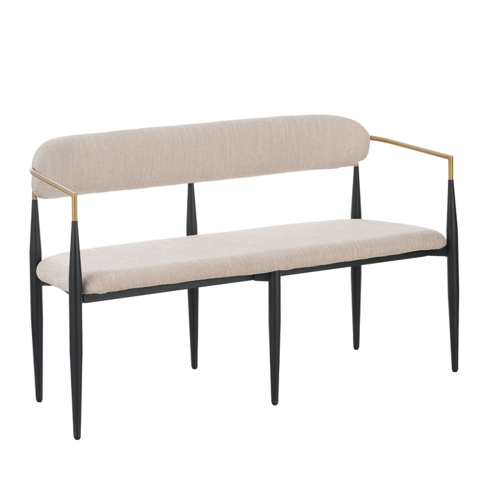 Modern Upholstered Loveseat Settee - Beige / Black / Gold