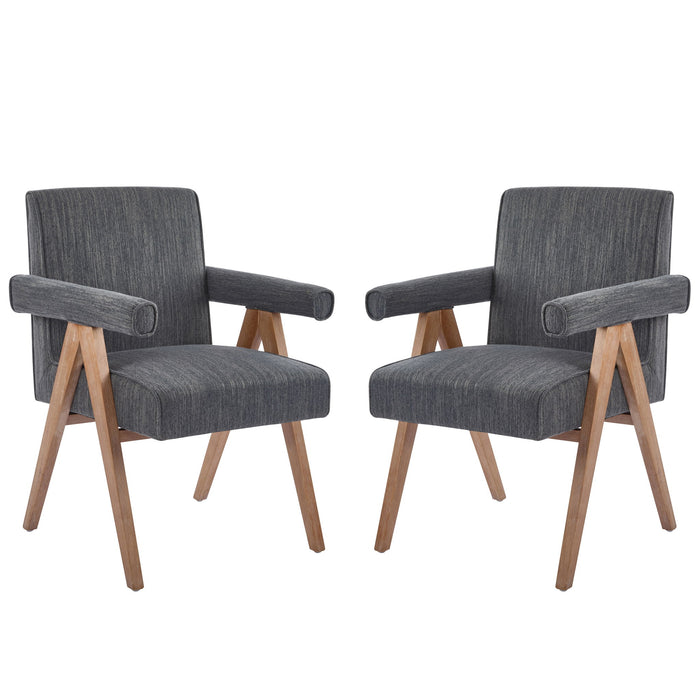 Contemporary Poppy Fabric Dining Armchair With Rubberwood Legs