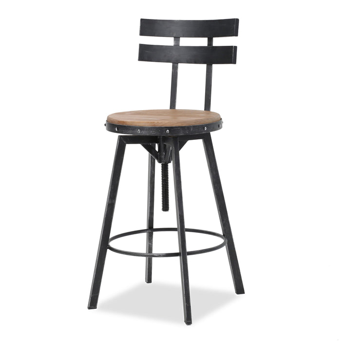 Industrial Modern Swivel Barstool With Adjustable Height - Black / Natural