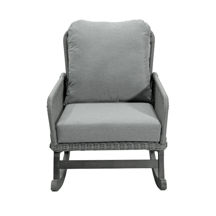 Contemporary Minimalist Wicker Rocking Chair With Soft Cushions And Durable Wooden Frame