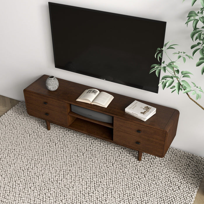 Alexa - Mid-Century Modern Style TV Stand - Dark Brown / Wood
