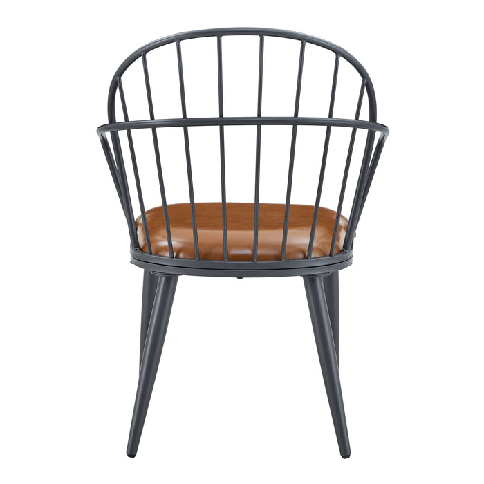 Industrial Inspired Upholstered Dining Chair Set With Metal Legs (Set of 2) - Brown