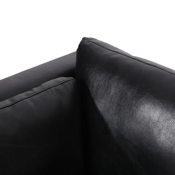 Contemporary 3 Seater Sofa With Tuxedo Arms - Black