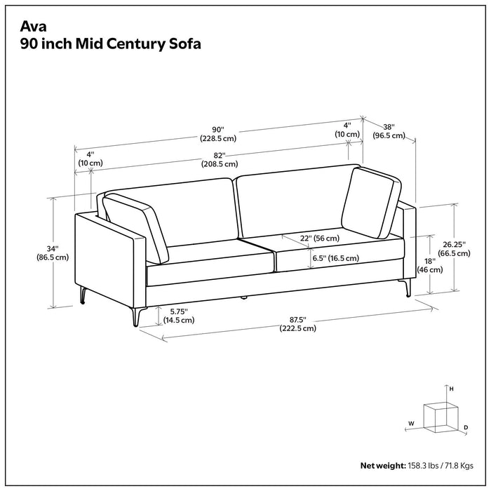 Ava - Mid Century Sofa, Upholstered