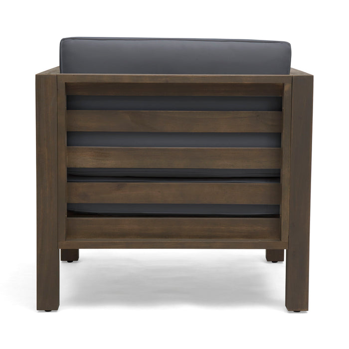 Outdoor Acacia Wood Patio Chair With Fabric Cushion