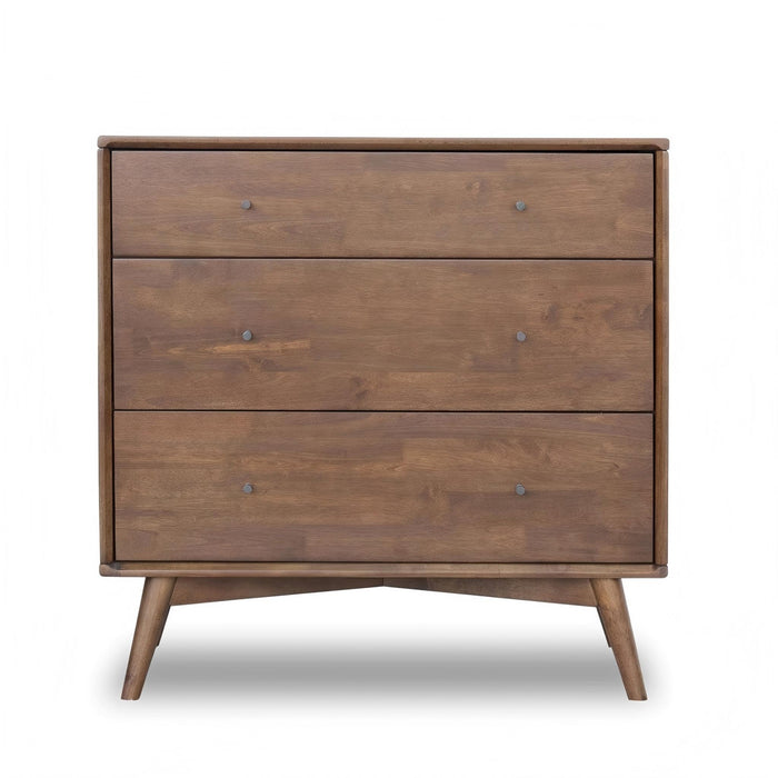 Caroline - Mid-Century Modern Dresser 3 Drawer - Brown / Wood