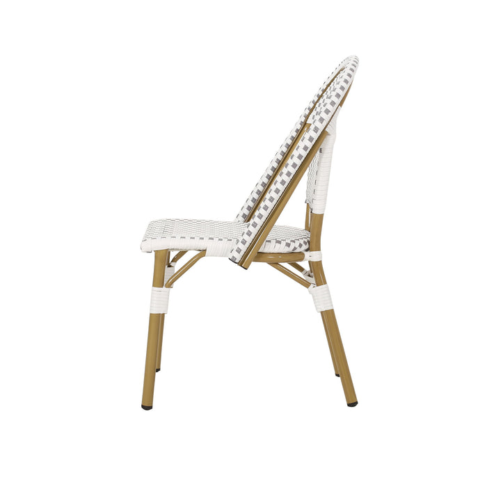 Outdoor Rattan And Aluminum French Bistro Chairs Set