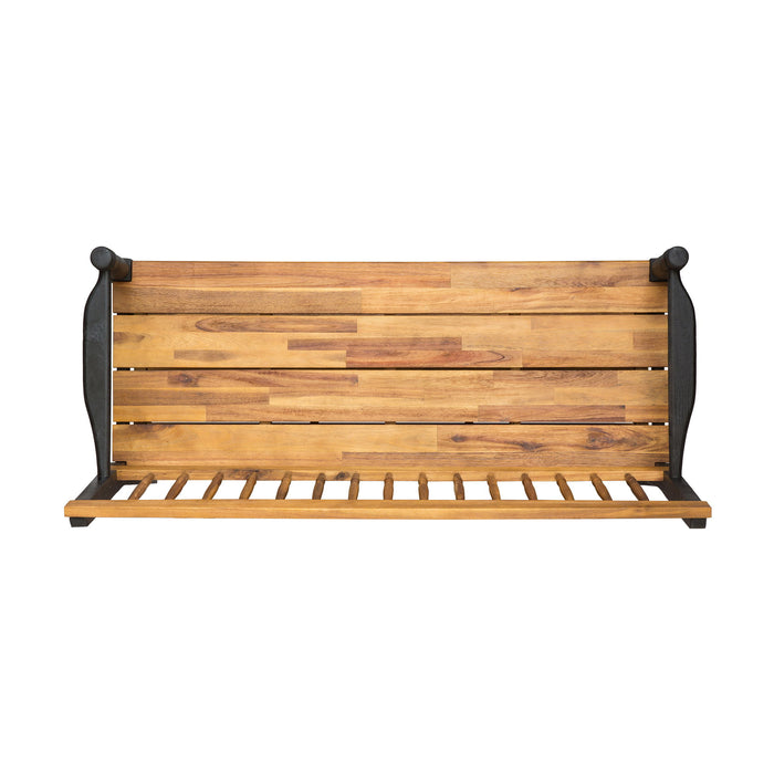 Slatted Bench With Built In Shelf