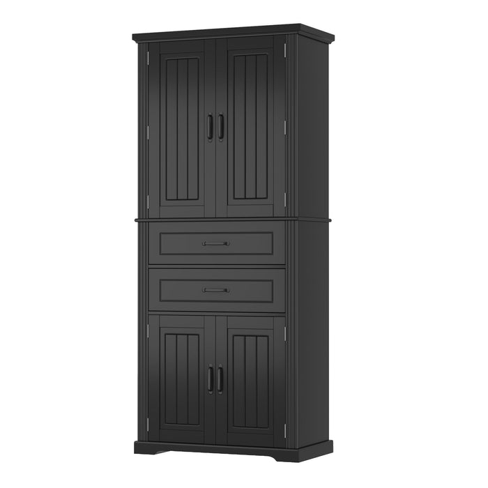 Multi Functional Storage Cabinet With Adjustable Shelves, 2 Drawers, Door Shelves