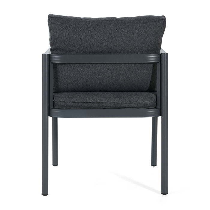 7 Piece Outdoor Dining Set With Table And 6 Chairs - Black / Gray / Teak