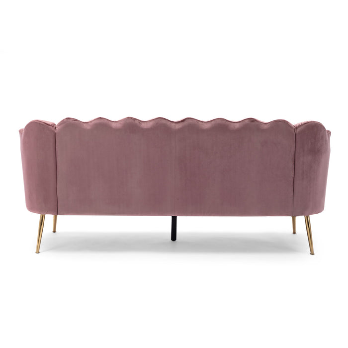 Modern Glam 3 Seater Sofa With Velvet Texture