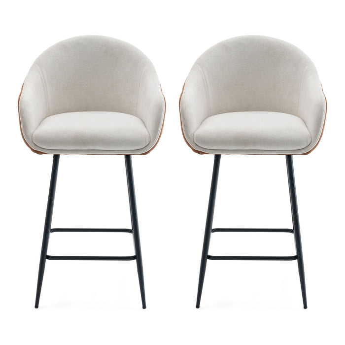 Modern Style Counter Height Bar Stools, With Comfortable Upholstery, Durable Metal Legs Ensure Stability - Brown